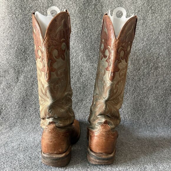 VTG Jurassic Ranch Distressed Genuine Leather Buckaroo Cowboy Boots Western 9.5D main image 9